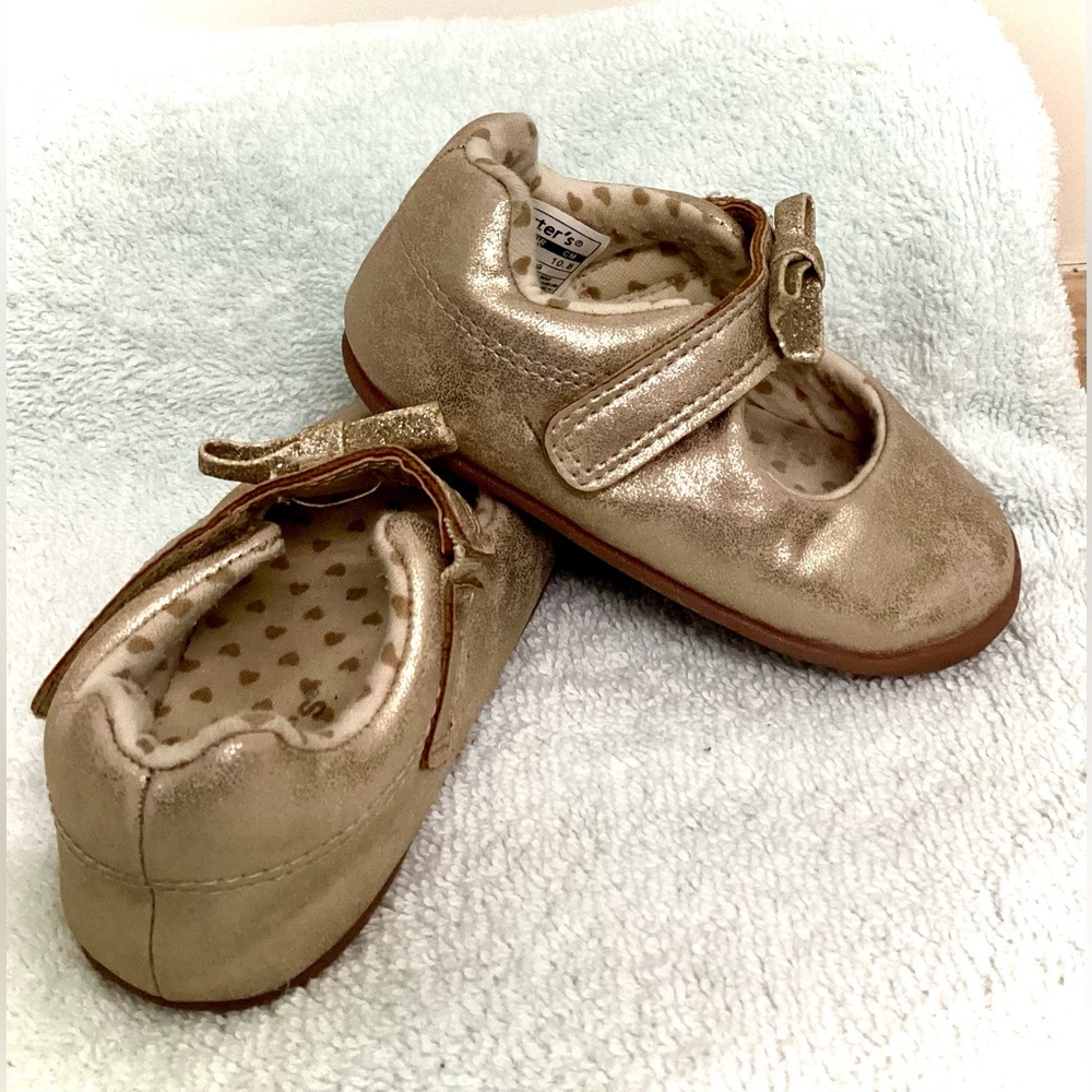 Carters Gold Shoes with Bows - Picture 5 of 12